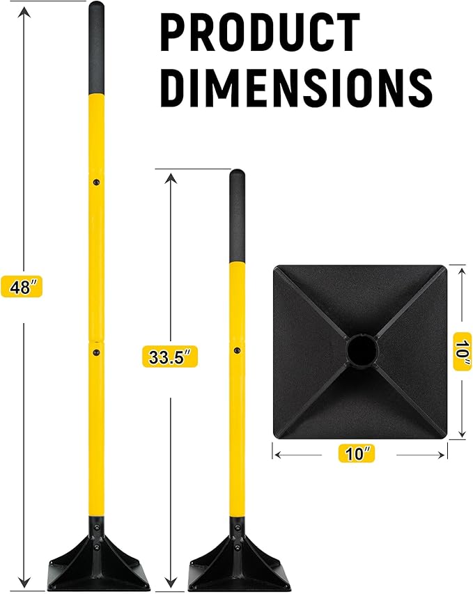 10"x10" Steel Tamper with 48" Handle, Heavy Duty Hand Compactor Tool for Leveling Soil, Gravel, Sand, Asphalt, Ground, Paver, Driveway, Garden, Yard and Blacktop Repair