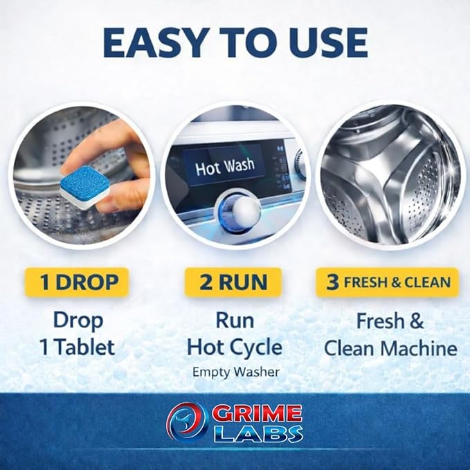 Washing Machine Cleaner Tablets - Penetrating Deep Clean Washer Cleaner Tablets For Front Loader And Top Load HE - Active Formula Tub Descaler Deodorizer