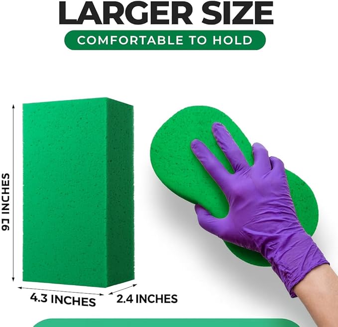 Multi-Purpose Sponges for Cleaning - Green 2 Pack, Large Sponges for Car Washing, Tile & Grout, All Purpose Cleaning