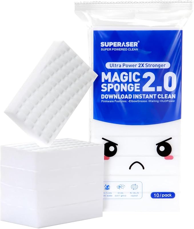 Magic Sponge Eraser,Tex-10 Scrub Melamine Sponges, Heavy Duty No Scratches (HD-Line 10-Pack)