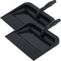 Superio Heavy Duty Plastic Dustpan with Comfort Grip Handle Black, Durable, Lightweight Multi Surface Dust Pan Easy Broom Sweeping, 10 inches Wide, 2-Pack