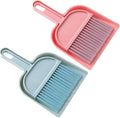 Yardwe Mini Broom and Dustpan Set Portable Small Desk Cleaning Tools 2 Sets Blue and Pink Home Accessory for Desktop and Office Use