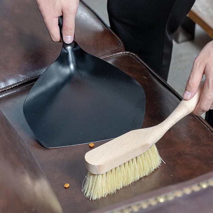 Mini Broom and Dustpan Set with Handle, Handheld Household Cleaning Accessory for Desktop and Office, 2pcs Portable Sweeping Tool for Small Debris Removal