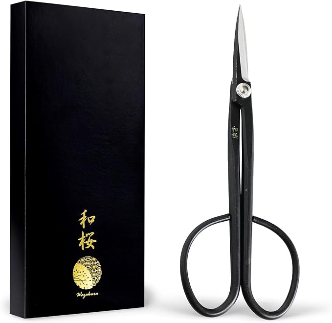Wazakura Yasugi Steel Twig Bonsai Scissors Made in Japan 8.25 inches (210 mm), Japanese Garden Pruning Shear, Gardening Tools - Yasugi Steel, Twig Style