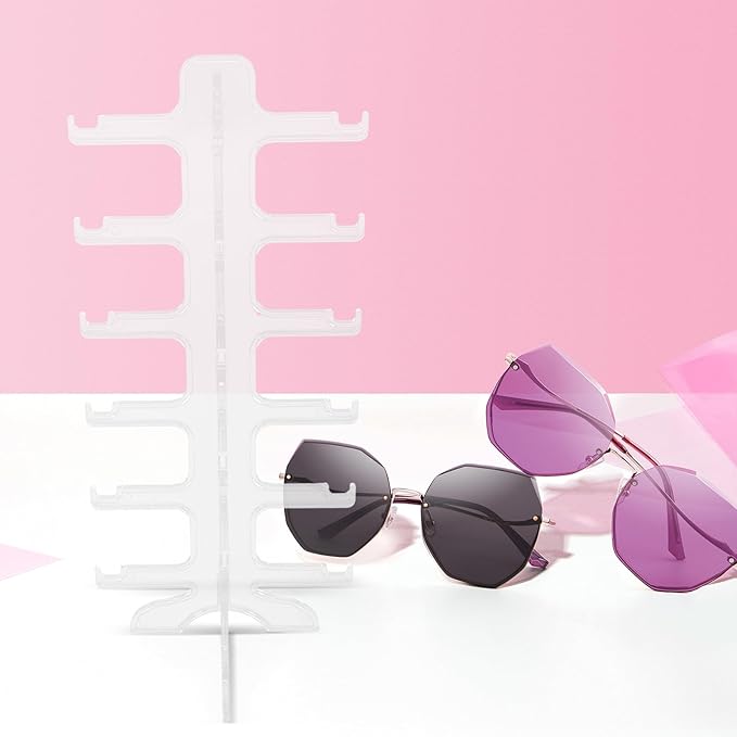 LALAFINA Multi-Tier Sunglasses Holder Glasses Display Rack 6-Layer Plastic Eyewear Organizer Storage Stand for Home and Office
