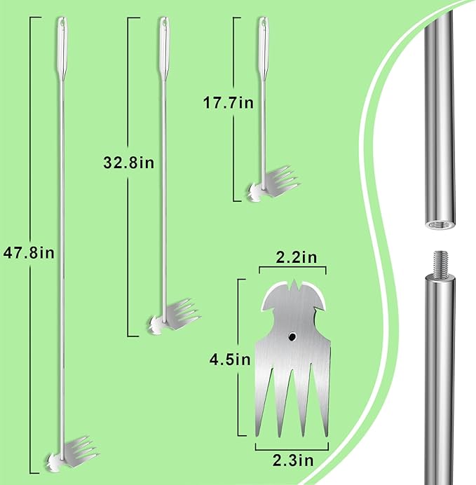 AO LI GEI 47.8" Weed Puller Tool with Long Handle, Weed Pulling Tool with Adjustment Length, Portable Weeder Tool for Garden, Yard, Lawn, Backyard Farm Planting & Weeding