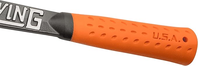 ESTWING Hunter's Axe - 14.25" USA Made Forged Steel Hatchet with Gut Hook & Hi-Vis Orange Shock Reduction Grip - EOHA