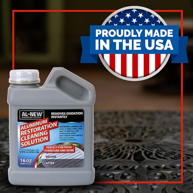 AL-NEW Aluminum Restoration Cleaning Solution | Clean & Restore Patio Furniture, Stainless Steel, and Other Household Metal Surfaces (16 oz.)