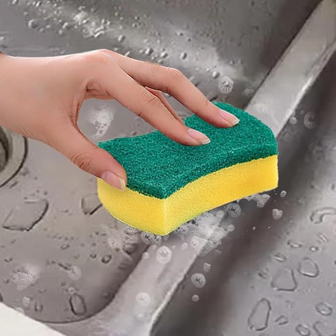 24 Pack Kitchen Cleaning Sponges Heavy Duty Scrub Sponges for Grease & Stains, High-Density Durable Dishwashing Scrubber Pads, Non-Scratch Sponge for Dishes/Countertops/Utensils