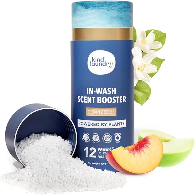 Kind Laundry In Wash Scent Booster Beads - Ocean Breeze - 100% Plant Based - Natural Laundry Booster Beads & Smell Deodorizer - Environment Friendly Odor Eliminator for Clothes (320 grams)