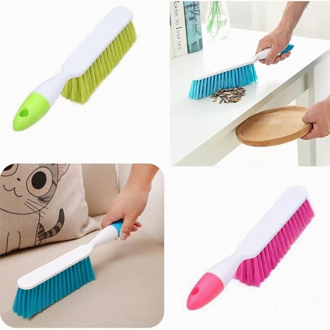 Soft Bristle Bed Sheets Sweeping Cleaning Brush with Long Hand, Counter Duster for Debris Hair Remover Desk Quilt Sofa Furniture, 2 Pack
