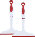 Superio Rubber Squeegee, 2 Pack, Streak Free All Purpose Window Squeegee, Comfort Grip Handle and Hanging Hook (Red, 6 Inch- 2 Pack)