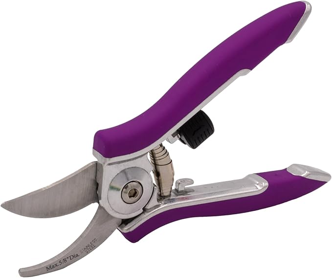 Dramm ColorPoint Stainless Steel Compact Garden Pruning Shears, Hand Pruner, Garden Clippers, with Heavy Duty Blade and Easy grip Handle, Berry