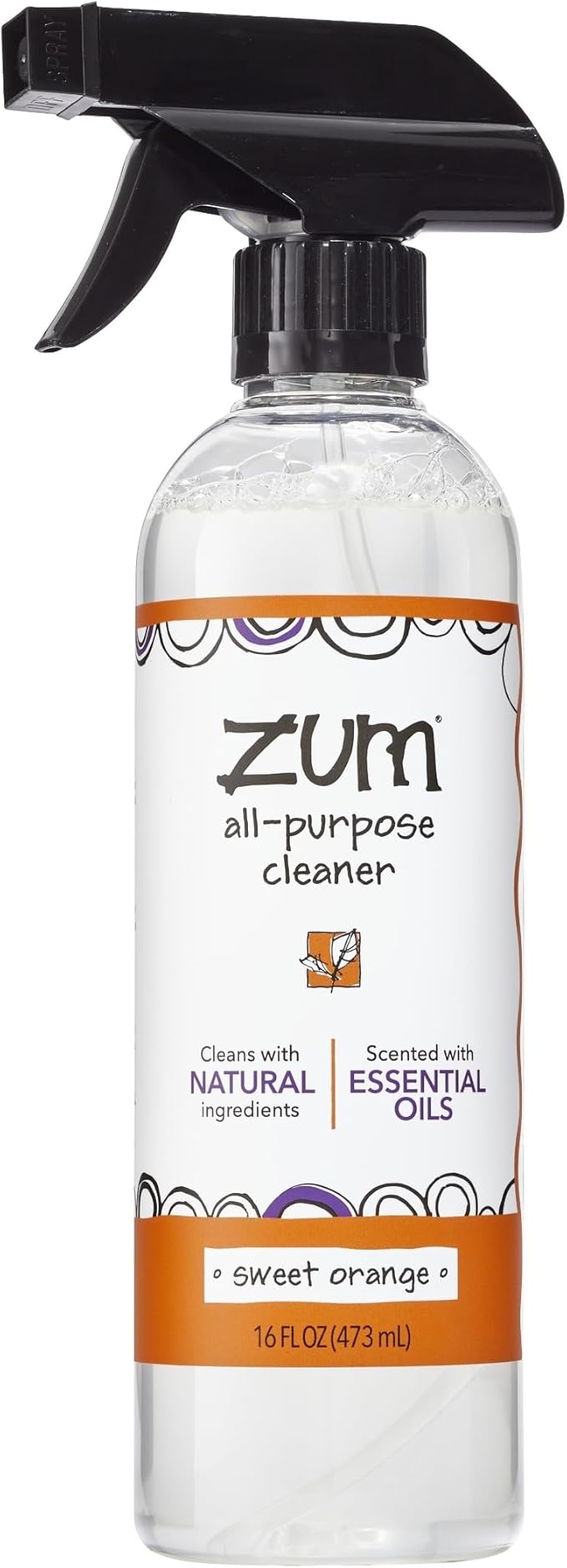 Zum by Indigo Wild All-Purpose Cleaner - Natural Multipurpose Cleaner Made with Essential Oils, Baking Soda & More - Sweet Orange, 16 fl oz