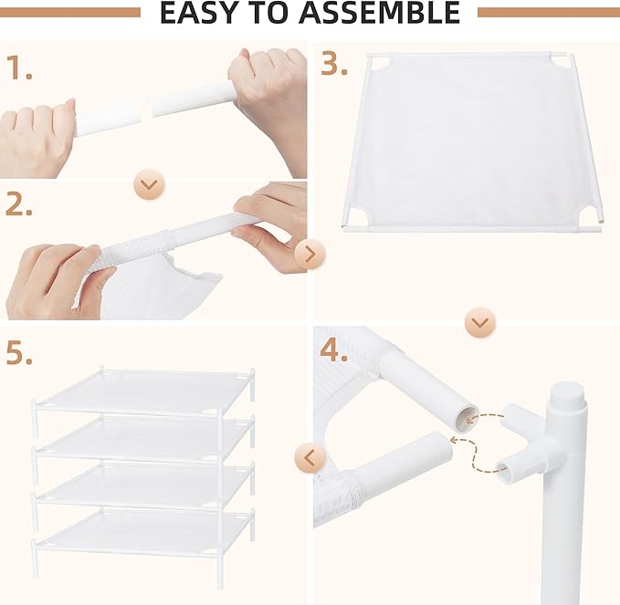Storage MANIAC Sweater Drying Rack, Mesh Clothes Drying Rack, Stackable Laundry Drying Rack, Lay Flat Dryer for Delicates, Portable Dry Rack for Indoor or Outdoor, White, 4-Pack
