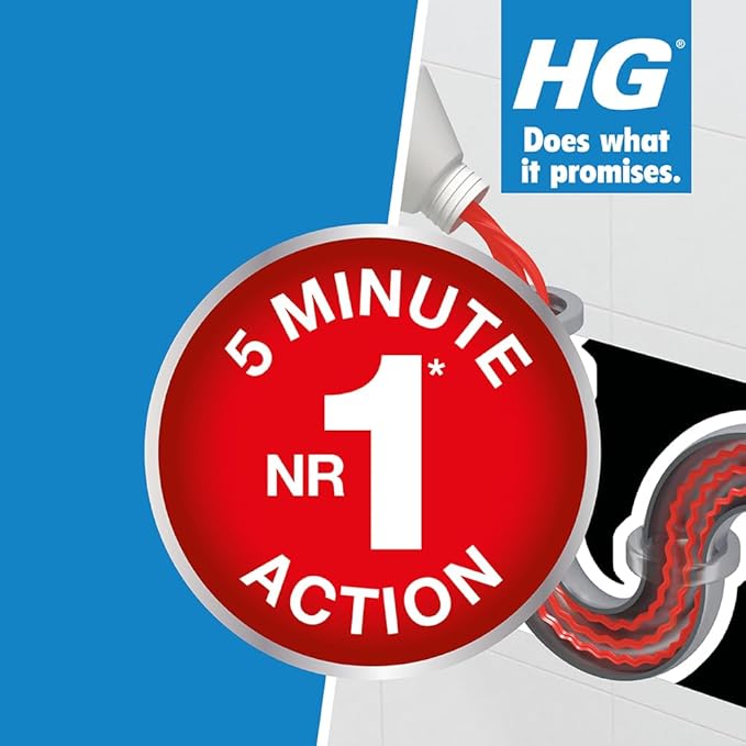 Plug Hole & Drain Unblocker Cleaner by HG Cleaning Products, Effectively and Fast Removes Blockages & Cleans Blocked Drains Pipes in Sinks or Shower Traps - 1 Litre (139100106)