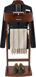 Wood Suit Rack Suit Stand for Man and Women Clothes Valet Suit with Drawer Valet Stands Men Valet Brown Suit Valet for Entryway Office Living Room