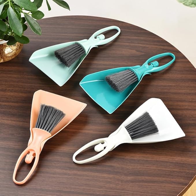 Cabilock Mini Dustpan and Brush Set, 4 Sets Small Broom and Dustpan Set, Desktop Cleaning Tool Accessories for Desktop Computer Keyboard Car Window