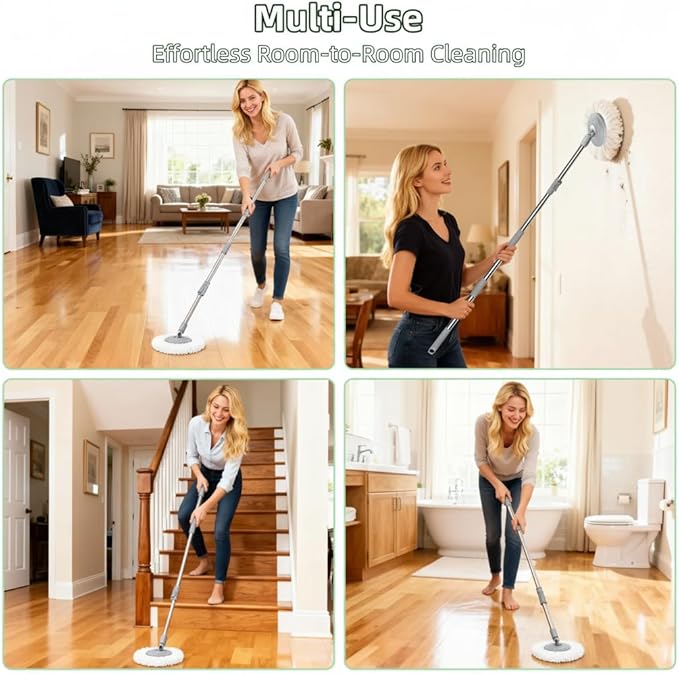Compact Spin Mop for Apartments & Small Spaces, Clean & Dirty Water Separation Mop Bucket for Pet Owners & Daily Cleaning,360° Swivel Wheels, Safe for Hardwood & Tile, Adjustable Handle, 6 Mop Heads
