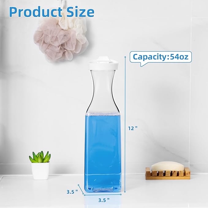 Laundry Detergent Dispenser,54oz Fabric Softener Dispenser,Plastic Liquid Laundry Detergent Container,Laundry Detergent Organizer for Laundry Room Organization with 4 Labels,White
