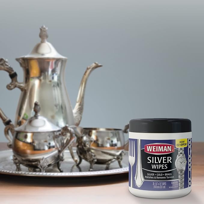 Weiman Jewelry Polish Cleaner, Tarnish Remover Wipes - 20 Count - Use on Silver Jewelry Antique Silver Gold Brass Copper and Aluminum