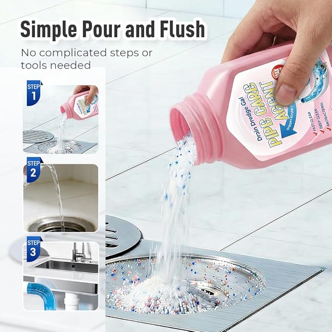 Drain Clog Remover Powerful Unclogging Sink Hair Cleaner for Kitchen, Shower Pipes and Drains (White 3PCS)