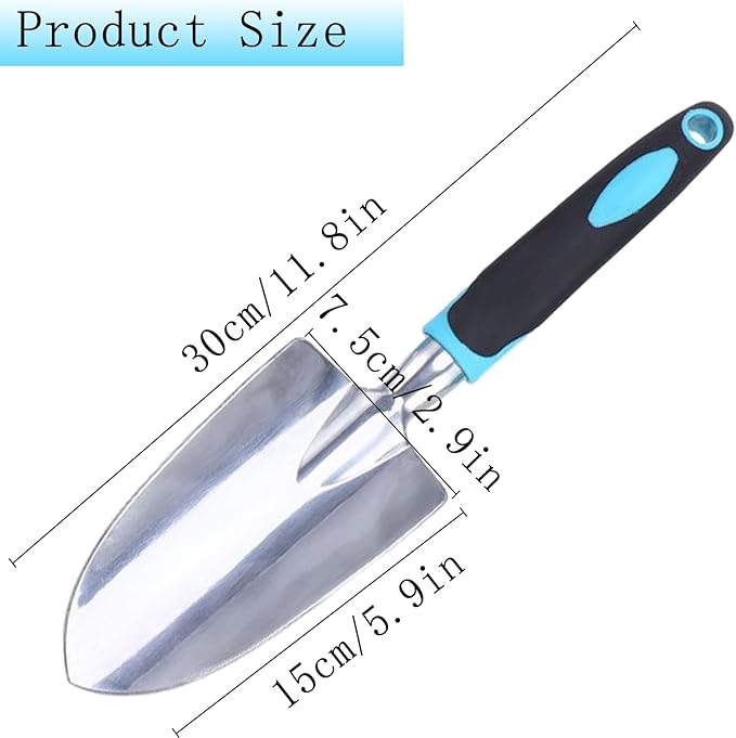 Garden Shovel Garden Hand Trowel, Heavy Duty Gardening Hand Tools with Ergonomic Handle, Rust Resistant Small Garden Spade for Diligent Farmer Soil Excavation, Planting and Transplanting (Blue)