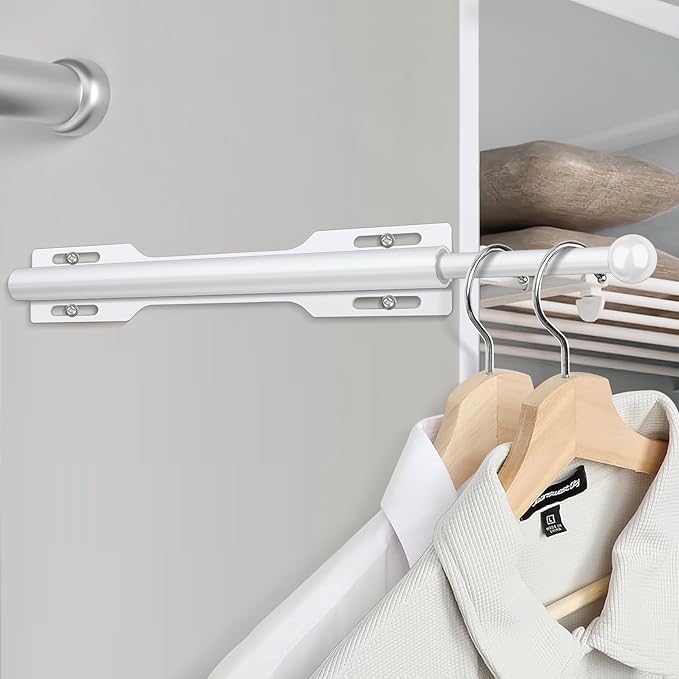 FIRJOY 12" Valet Rod for Closet Pull Out (1 Pack, White)