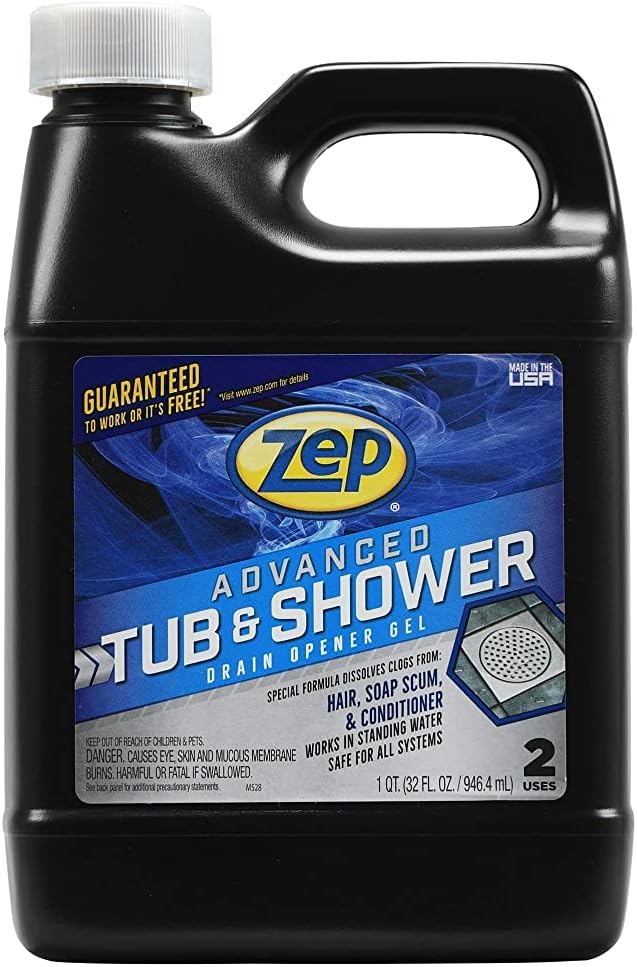 Zep Advanced Tub and Shower Drain Opener Gel - 32 oz (Case of 12) U49210 - Formulated For Hair, Soap and Conditioner