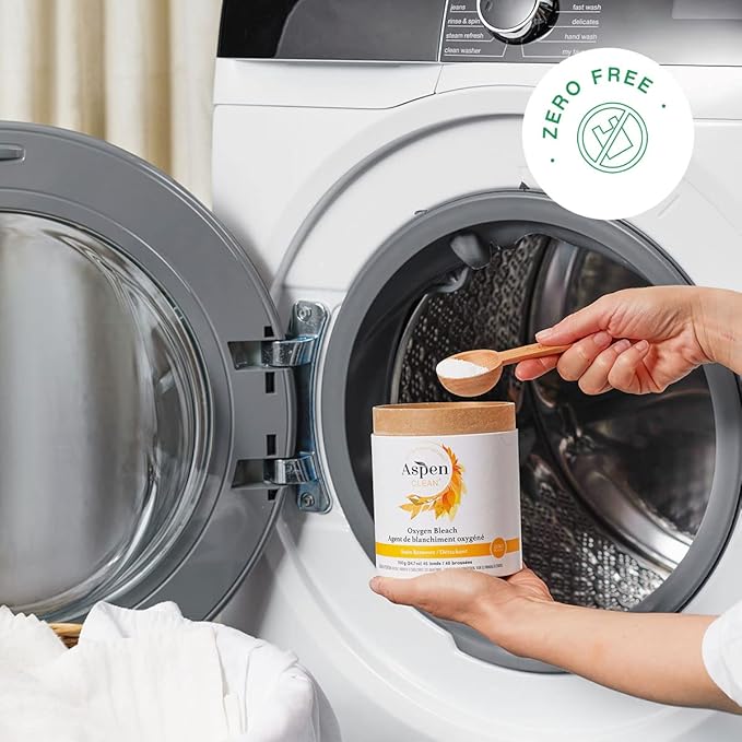 AspenClean | Unscented Oxygen Bleach Powder | Color Safe Laundry Stain Remover | Bleach Alternative | EWG Verified™, Hypoallergenic, Non-Toxic | 45 Loads