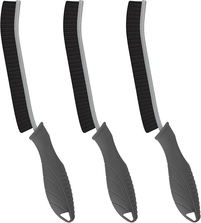 Hard Bristle Crevice Cleaning Brush - Cleaning Supplies - Household Crevice Cleaning Tools - Multi-Purpose Crevice Brushes for Kitchen, Toilet, Window, Vehicle, Faucets, Grout (3, Grey)