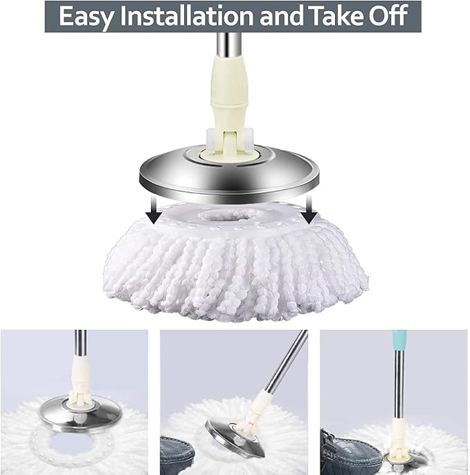 6 Pack Mop Heads Replacements Washable Microfiber Spin Mop Refill Cleaning Supplies for Home, Office, Industrial and Commercial Use,Compatible with Hurricane,Mopnado Spin Mop