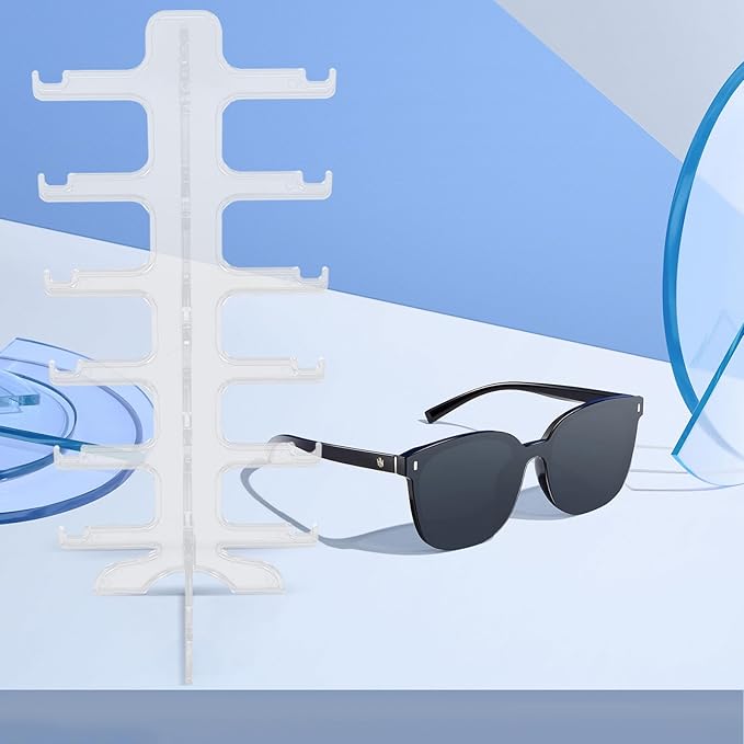LALAFINA Multi-Tier Sunglasses Holder Glasses Display Rack 6-Layer Plastic Eyewear Organizer Storage Stand for Home and Office