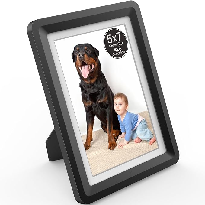 5x7 Picture Frame, Clear Acrylic Photo Frame with White Mat for 4x6 Photos, One-Piece Shatterproof Tool-Free Design, UV-Resistant Waterproof Tabletop Frame for Home Office Decor with 10-Year Warranty
