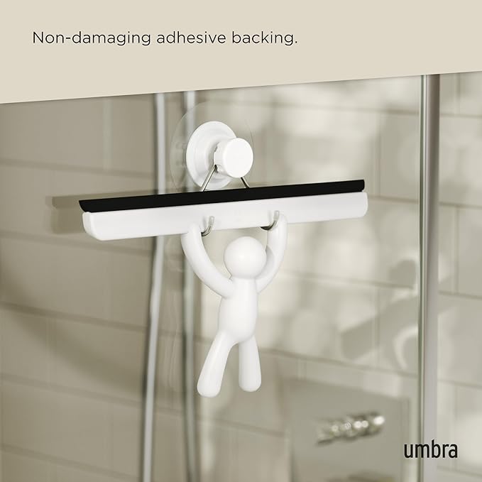 Umbra Buddy Bathroom Squeegee for Shower, Mirror, Window - Adhesive Storage Hook Included