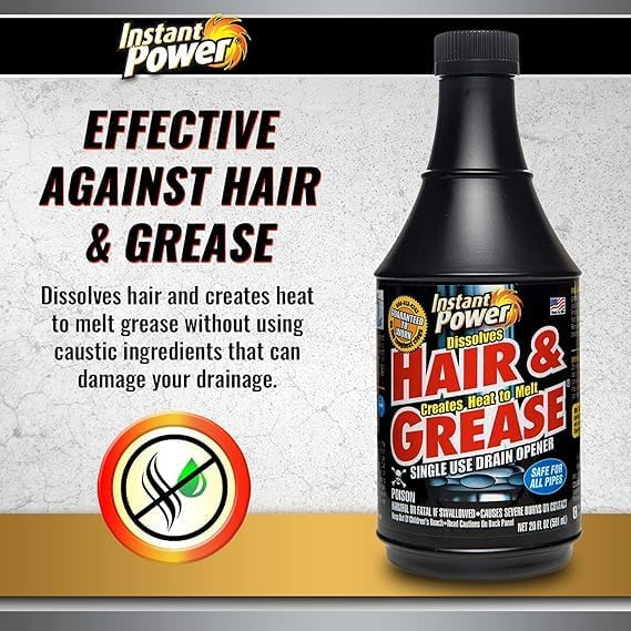 Instant Power Hair & Grease Liquid Drain Opener 20 oz. - Total Qty: 6
