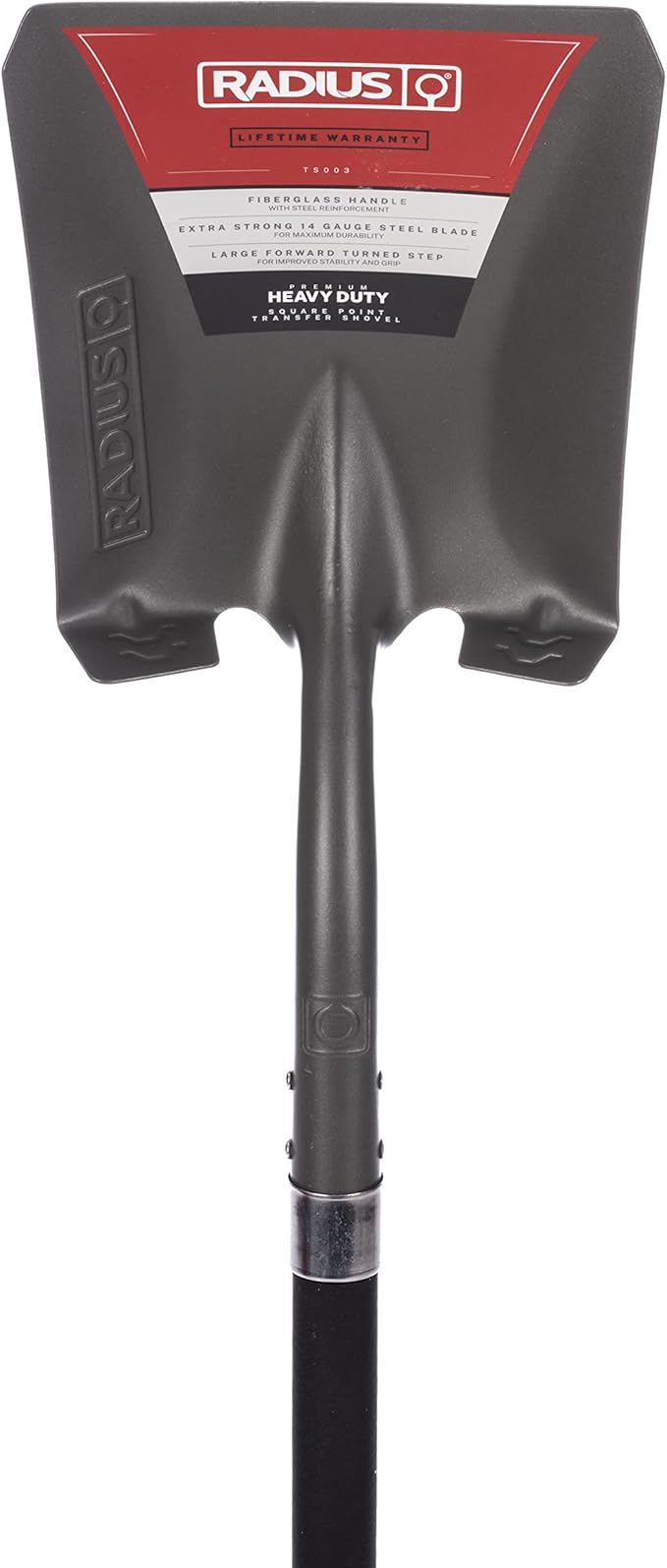 Radius Premium D-Handle Square-Point Shovel, Fiberglass Shaft