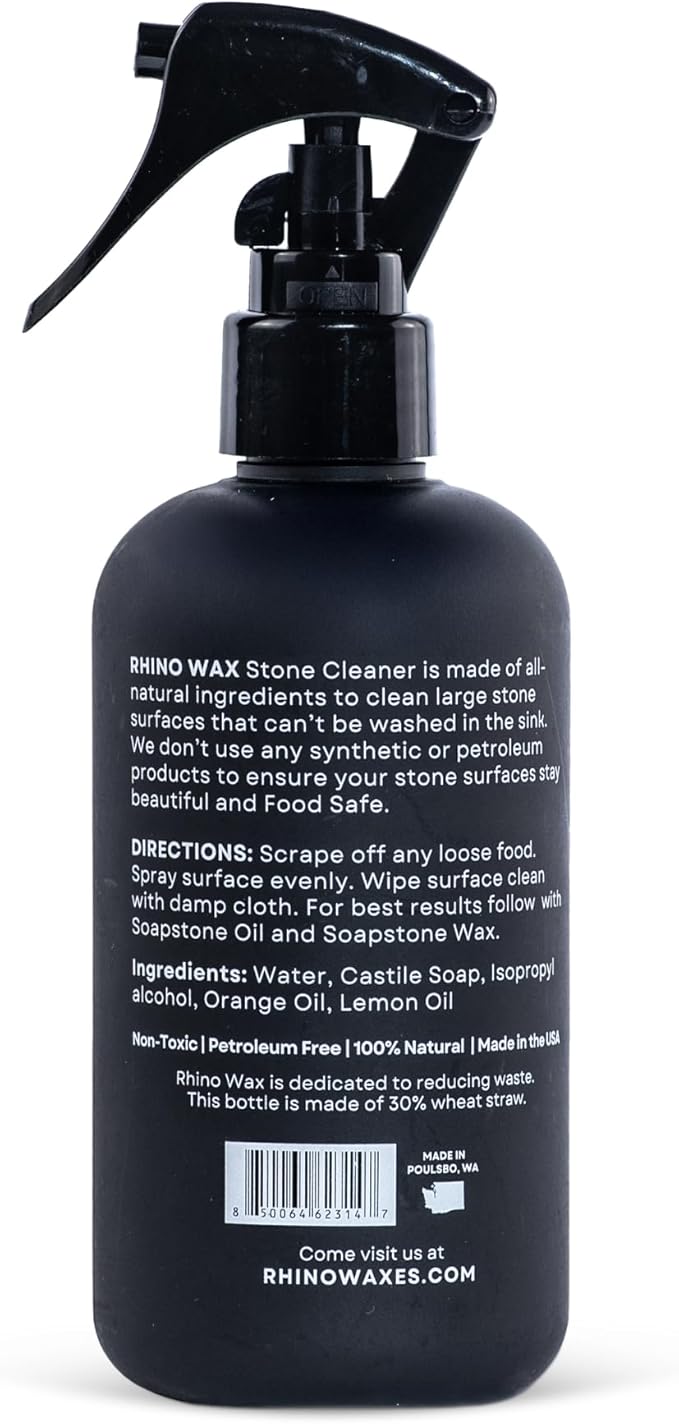 Soapstone Spray Cleaner - Safely Clean Soap Stone, Slate, Granite, Quartz, Marble, Concrete - Food Safe - Natural Ingredients - Fresh Orange & Lemon Scent Eliminates Odors - Made in USA