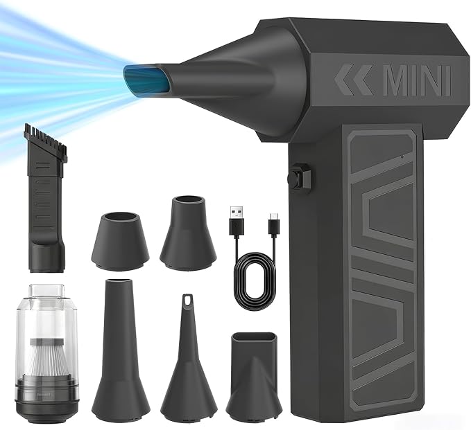 Compressed Air Duster, Electric Air Duster Rechargeable Blower Handheld Cordless Vacuum Strong Power Tool for Keyboard/BBQ/Camera Lens/PC Vents,Car Interiors & Home,Outdoor Dusting