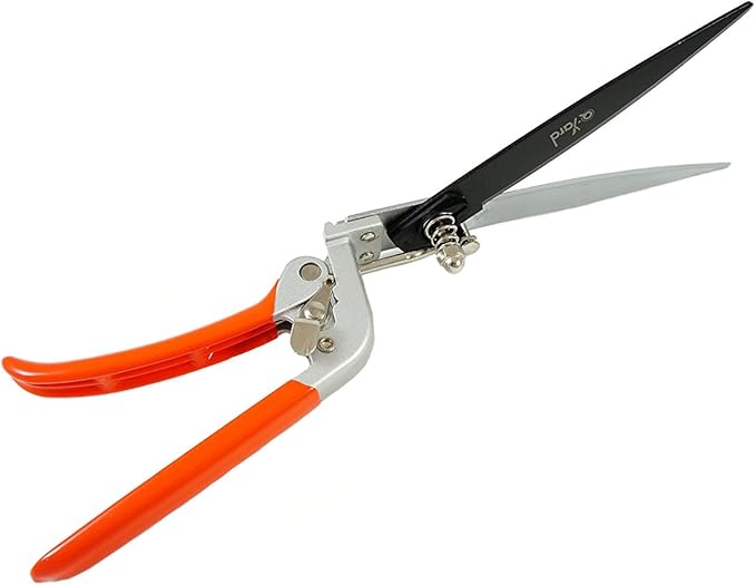 QY-741F Flower Bed and Grass Shear - Extra Sharp Garden Hand Pruners, Easier Cutting, Comfortable Ergonomic, Less Effort - Gardening Scissors for Men & Women , Orange