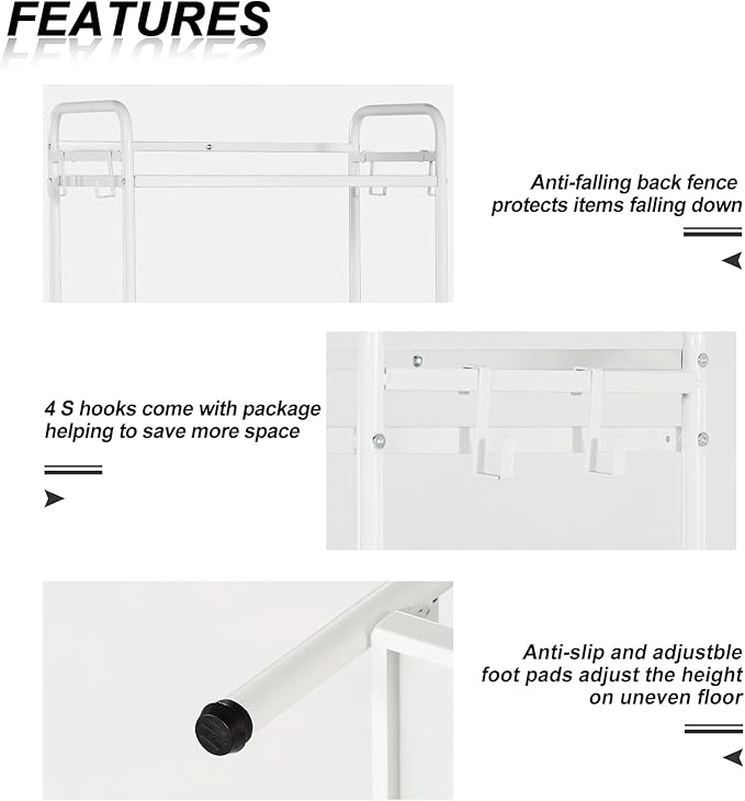 HDANI 4-Tier Metal Storage Rack with Shelf, Storage Shelves, Shelf Organizer, Garage Standing Shelving Unit for Laundry, Bathroom, Kitchen, Pantry, Closet, 23.6''W x 13.8''D x 50''H, White