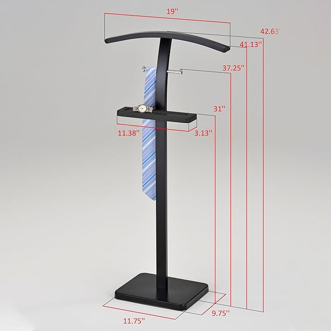 Kings Brand Furniture - Metal Suit Valet Stand, Clothes Rack, Clothing Organizer, Jacket Hanger (Black)