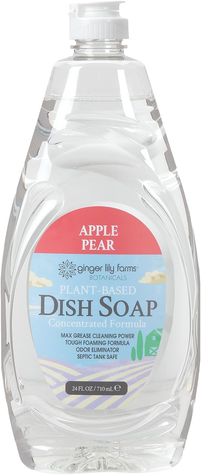 Ginger Lily Farms Botanicals Plant-Based Liquid Dish Soap, Concentrated Formula with Max Grease Cleaning Power, Cruelty-Free, Apple Pear Scent, 24 Fl Oz (Pack of 8)