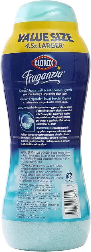 Clorox Fraganzia Laundry Scent Booster Crystals, In-Wash Fragrance Beads for Fresh-Smelling Clothes & Linens, Safe for All Fabrics & Colors, Easy-Pour Bottle, Ocean Scent, 70 Oz - 6 Pack
