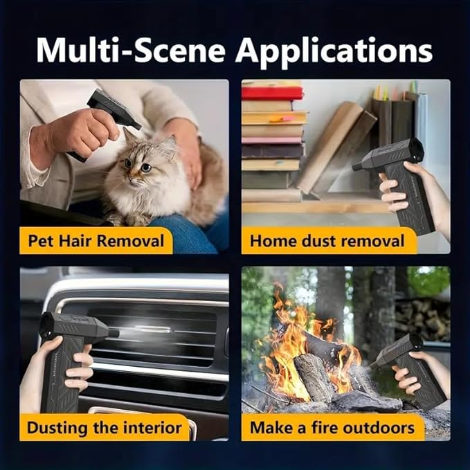 Compressed Air Duster-130,000 RPM Super Power Electric Air Duster 4-Gear Adjustable Cordless Air Blower Rechargeable for Computer, Keyboard, House, Outdoor