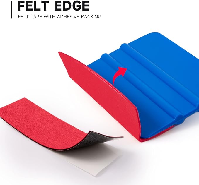 FOSHIO Micro Fiber Felt for Squeegee Edge Wrapping 2 Meters Length - Red Felt to Cover The Edges of Hard Card Squeegees