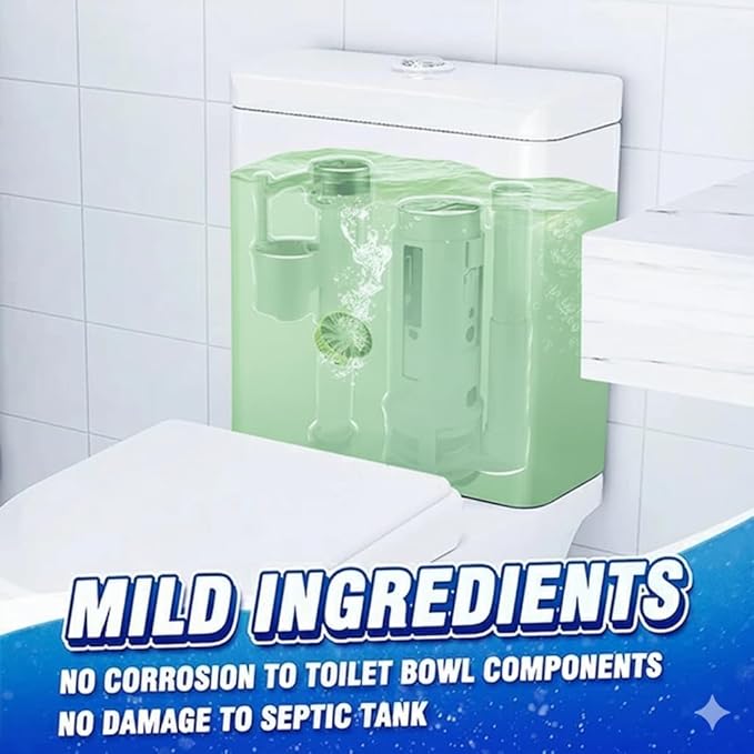Toilet Bowl Cleaner Tablets 4 Pack Pine Scent, Slow Releasing Toilet Tank Cleaners for Deodorizing, Descaling & Continuous Bathroom Freshness