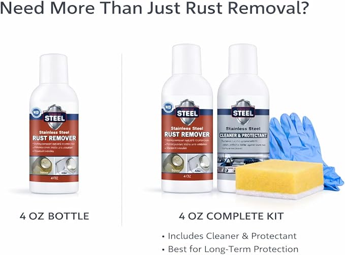 CLEAN MY STEEL Stainless Steel Rust Remover – NSF Approved Non-Toxic Rust Stain Remover Gel for Appliances, Sinks, Grills, Marine & Commercial Equipment (4 oz)