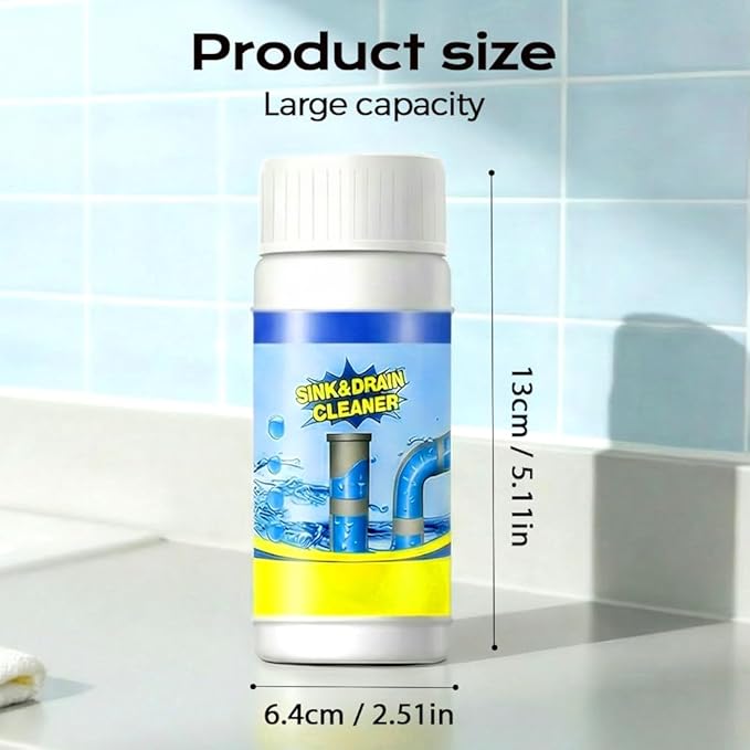 2026 New Sink Drain Cleaners, Powerful Pipe Dredging Agent Foaming Powder, Quick Foaming for Kitchen, Bathroom, Toilet, Tub Shower Drains, Home Cleaning Tool (1 PCS)