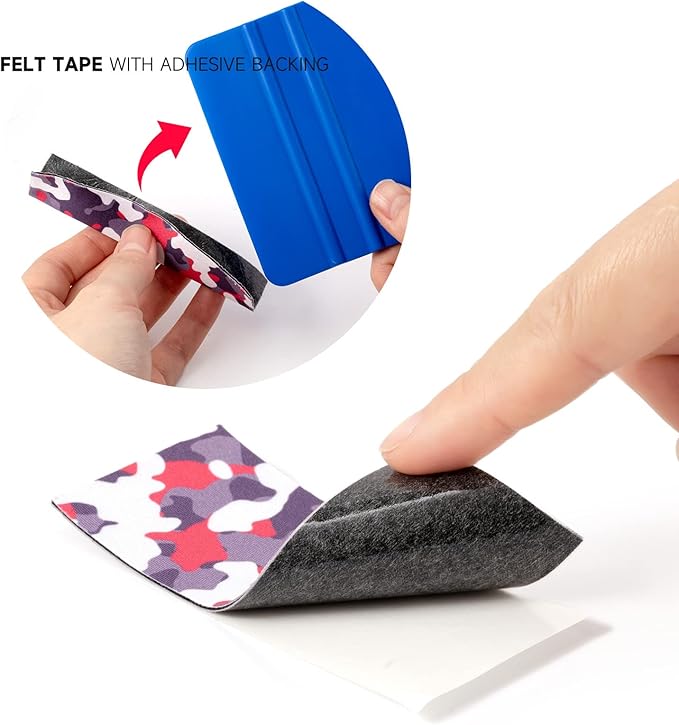 FOSHIO Micro Fiber Felt for Squeegee Edge Wrapping 2 Meters Length - Camouflage Felt to Cover The Edges of Hard Card Squeegees